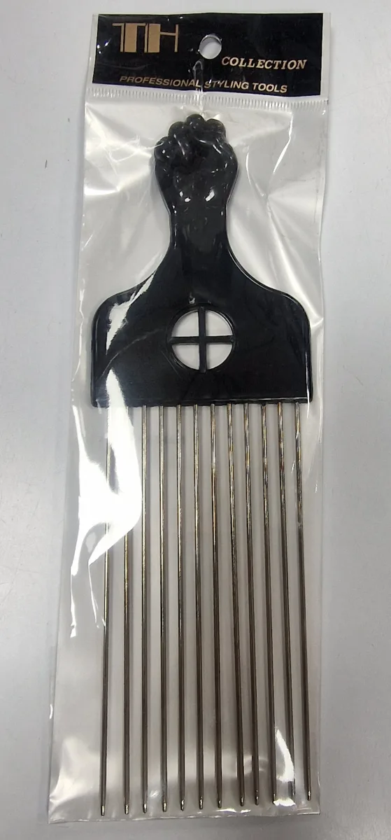 Th Peigne Afro En Metal Avec Long Dents # Noir