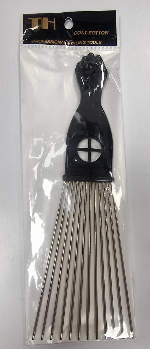 Th Peigne Afro En Metal Avec Long Dents Triangle # Noir
