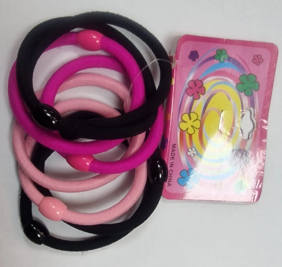 Chouchous Rond Moyenne 8pcs # Rose Fuchsia, Noir Et Rose Clair