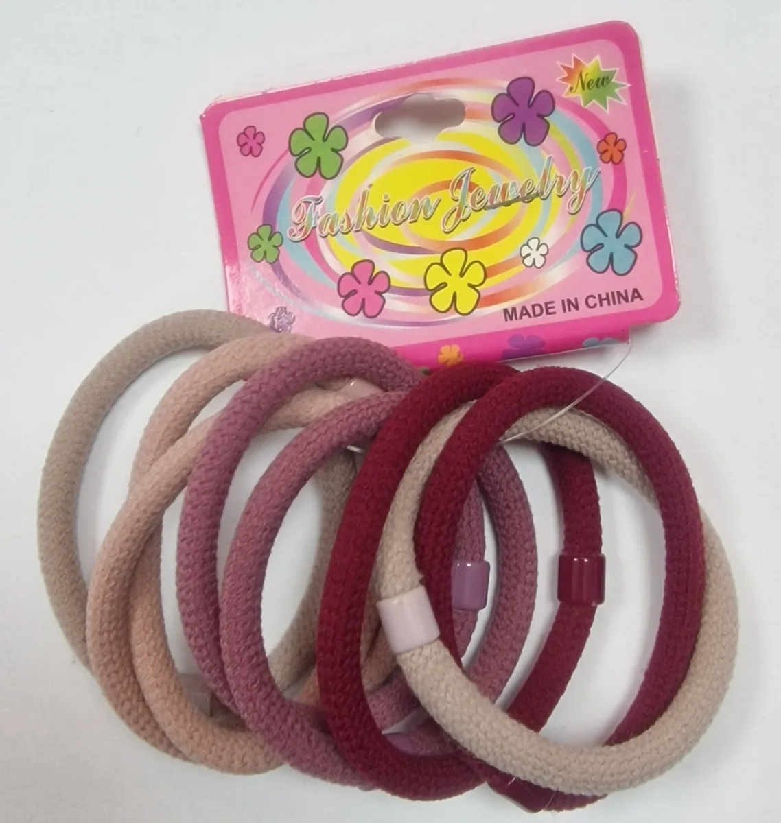 Chouchous Rond Moyenne 8pcs # Marron, Fuchsia Rose Et Beige