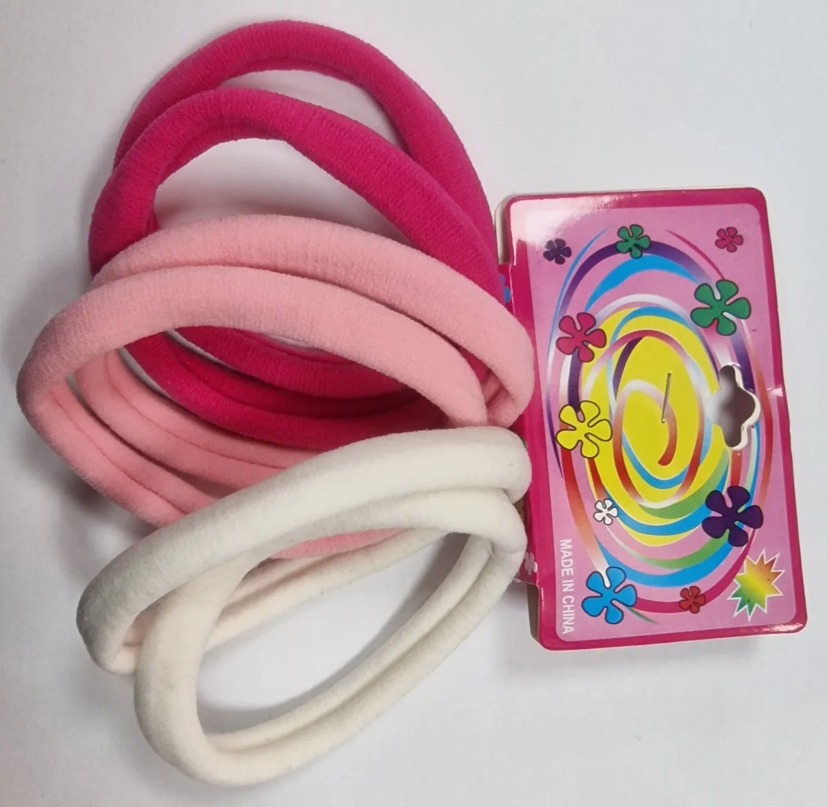 Chouchous Ronds Et Longs 6pcs # Rose Fuschia, Blanc Et Rose Clair
