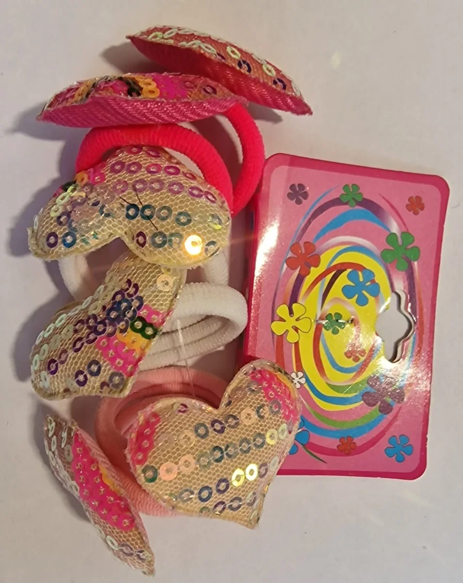 Chouchous Enfants Motif De Coeurs # Fuchsia Rose, Blanc Et Pink