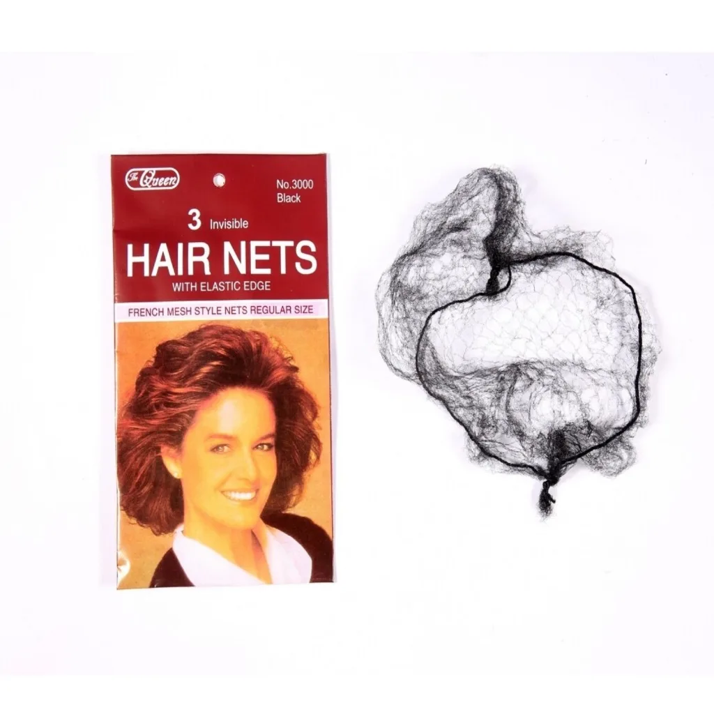The Queen Hair Nets With Elastic Edge 3pcs # 3000 # Noir