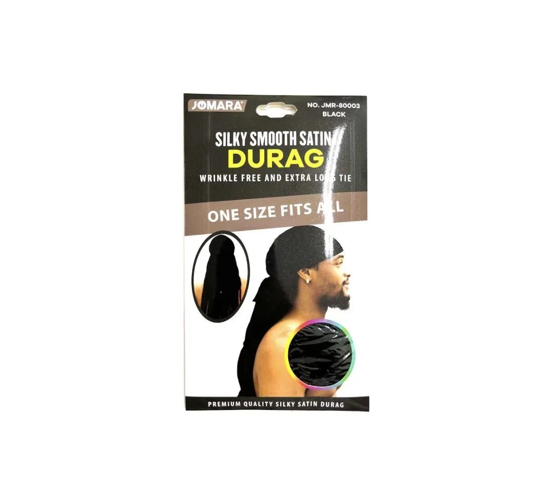 Jomara Silky Smooth Satin Durag # Jmr80003 # Noir, Blanc Et Multicolor