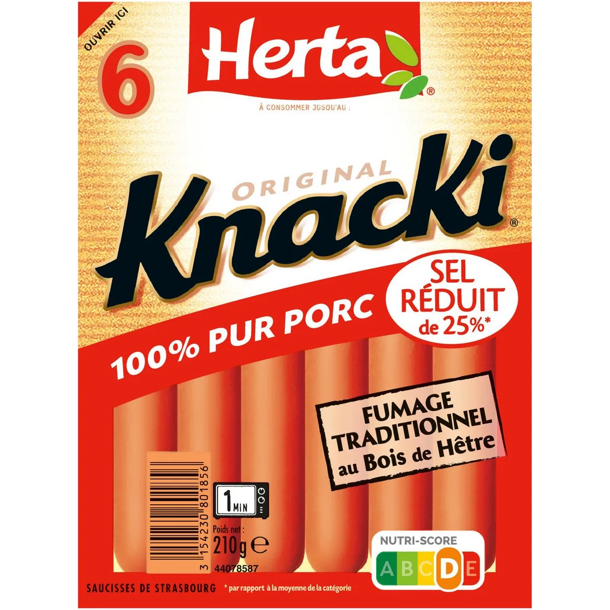 Herta Knacki Porc Sel Reduit 210g