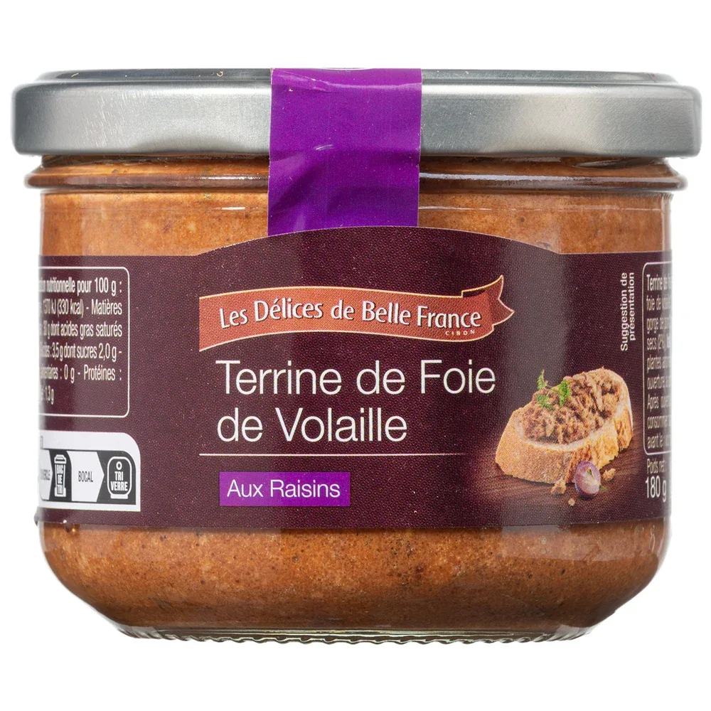 Terrine Foie De Volaille Aux Raisins 180g Dbf