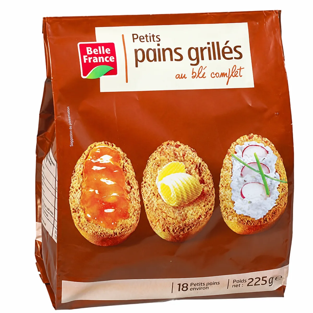 Petit Pains Grilles Ble Complet 225g Bf/16 Belle France