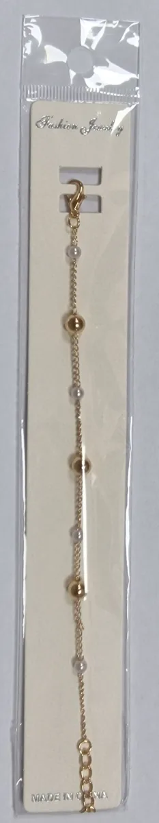 Fashion Jewelry Bracelet # Perles Doree Et Blanc