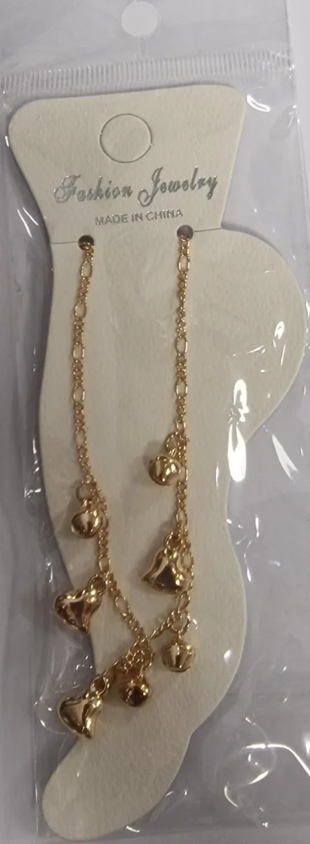 Fashion Jewelry Bracelet De Cheville # Cloches Coeur Dorees