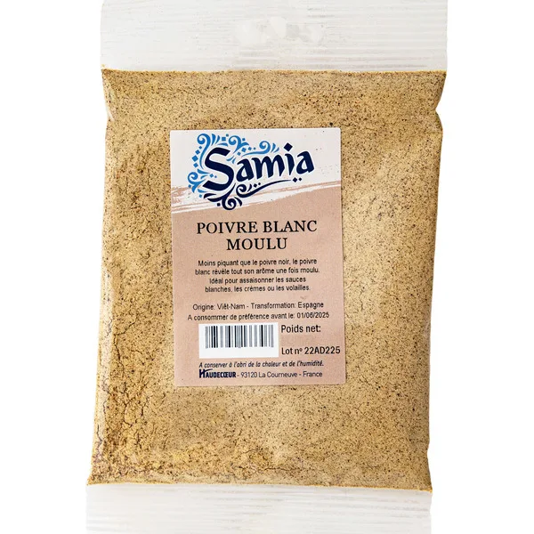 Poivre Blanc Moulu Samia 100g