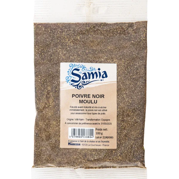 Poivre Noir Moulu Samia 100g