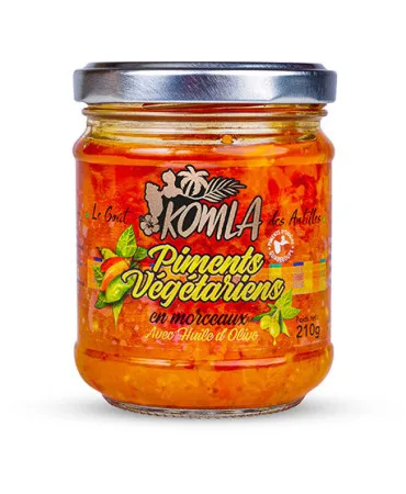 Piment Végétariens Morceaux Avec Huile De Olive Komla 210g