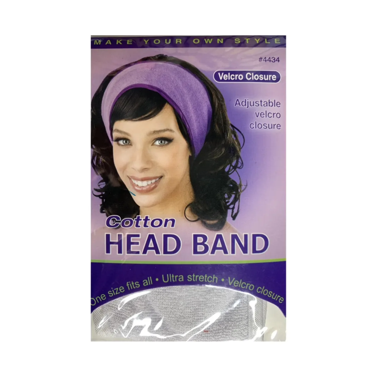 Velcro Closure Cotton Head Band # 4434 # Multicolor